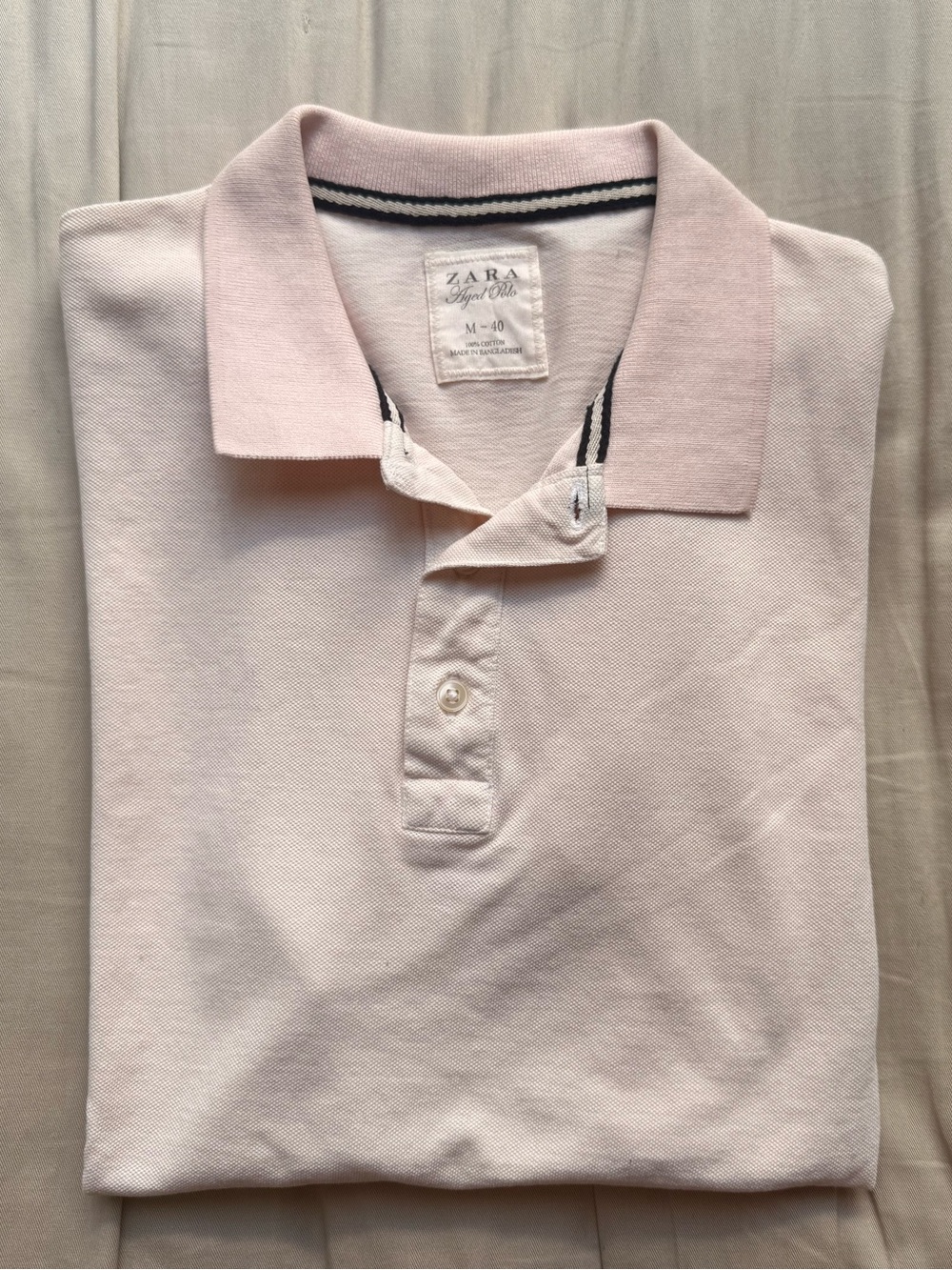 Pink Short Sleeve Polo - Medium ZARA